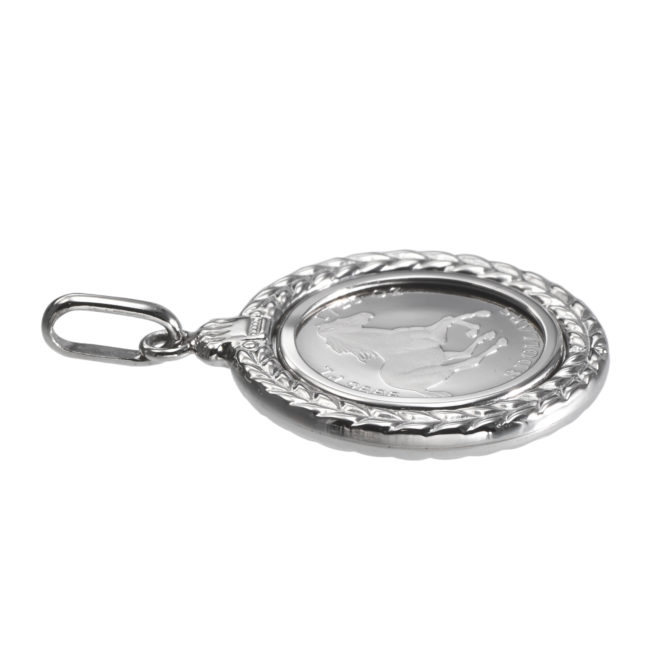 Pt999 純プラチナ コインペンダント ツバルホース 1/25oz デザンフレーム