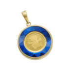 K24 純金 コインペンダント テディベア 1/30oz カットガラス ブルー ゴールド