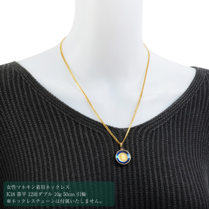 K24 純金 コインペンダント テディベア 1/30oz カットガラス ブルー ゴールド