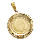 K24 純金 コインペンダント テディベア 1/20oz カットガラス ゴールド
