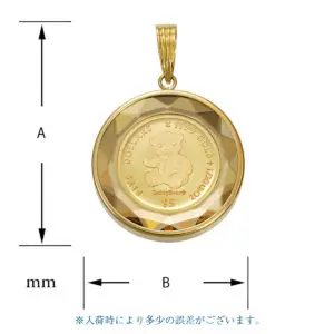 K24 純金 コインペンダント テディベア 1/20oz カットガラス ゴールド