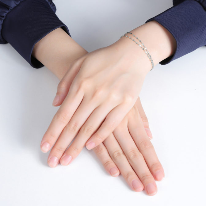 Pt999 純プラチナ 2連ブレスレット ペタルチェーン