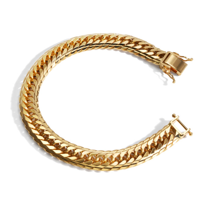 K18 18金 喜平ブレスレット 14面トリプル Mカット 50g 20cm 9.7mm幅 中折れ ダブルストッパー