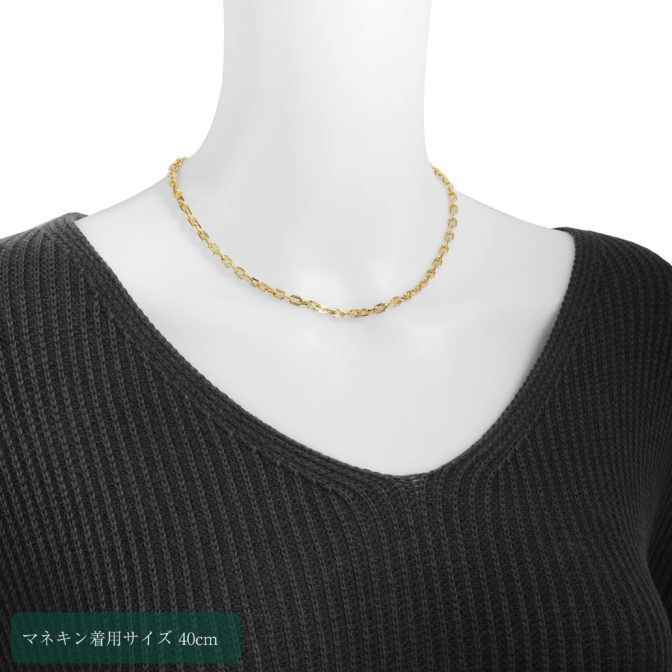 K18 18金 アズキチェーンネックレス ラインカット 4.6mm幅