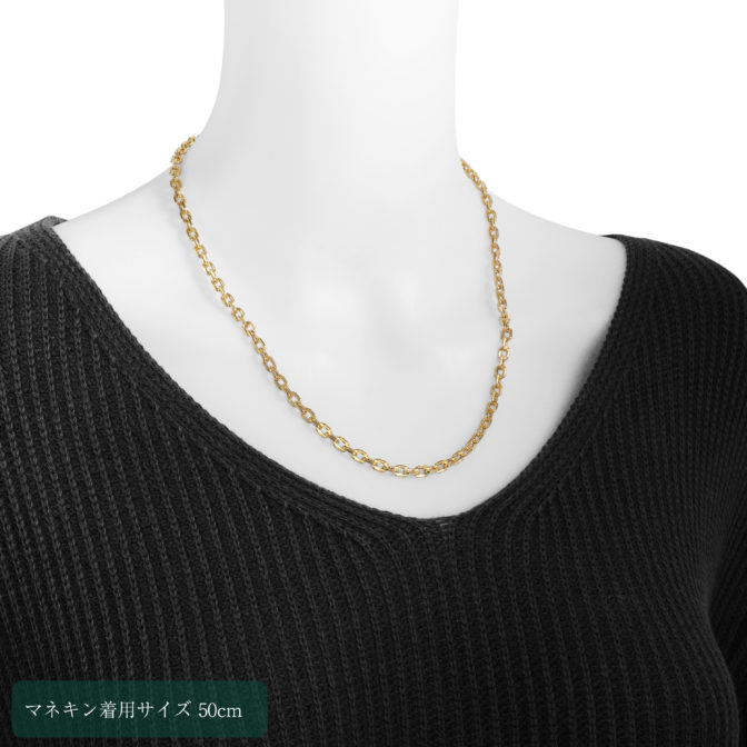 K18 18金 アズキチェーンネックレス ラインカット 4.6mm幅
