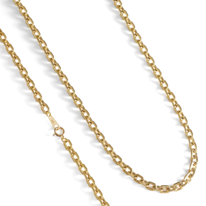 K18 18金 アズキチェーンネックレス ラインカット 4.6mm幅