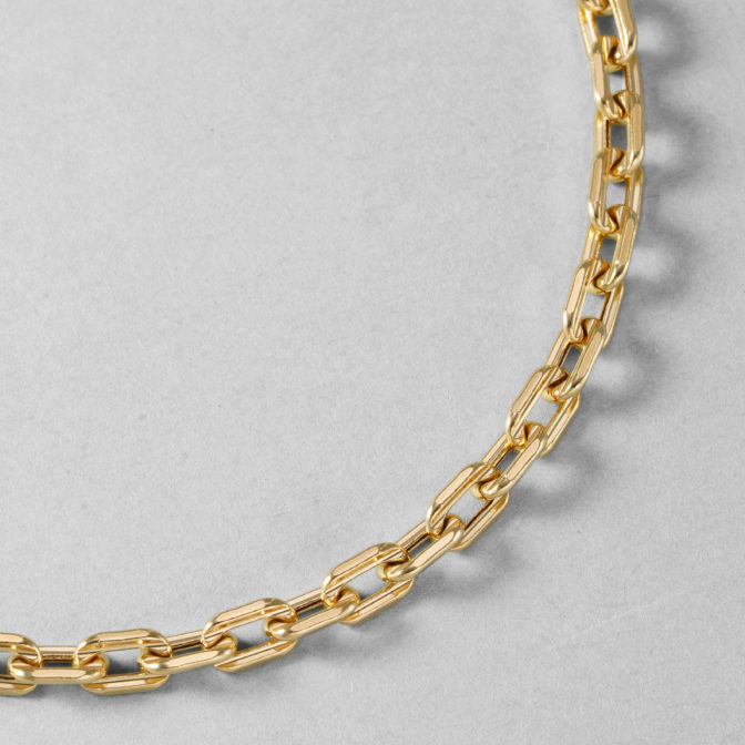 K18 18金 アズキチェーンネックレス ラインカット 4.9mm幅