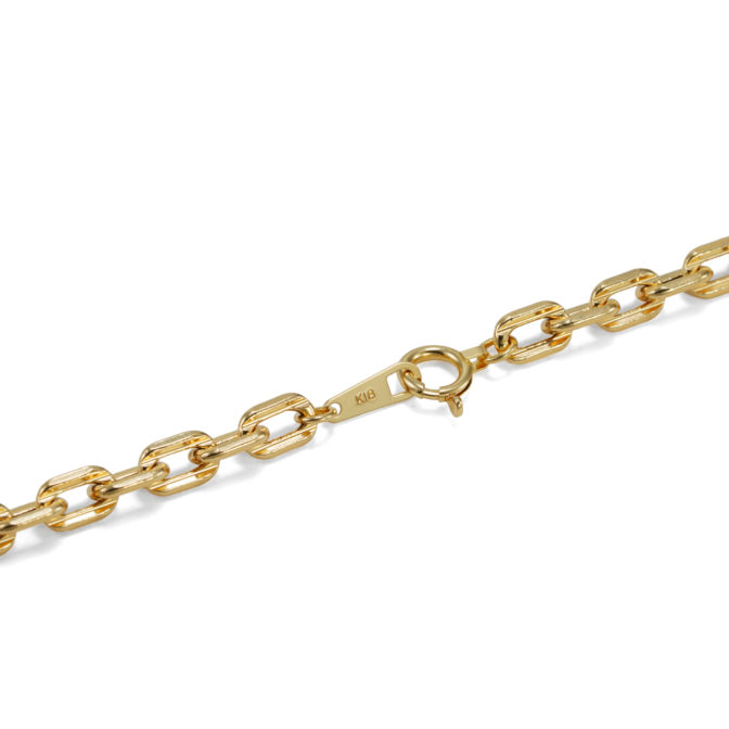 K18 18金 アズキチェーンネックレス ラインカット 4.9mm幅