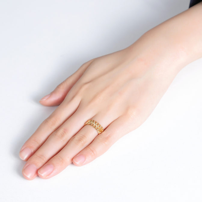 K18 18金 ハートビスマルクリング 6.5mm幅