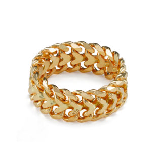 K18 18金 ハートビスマルクリング 6.5mm幅 ソフトタイプ チェーン