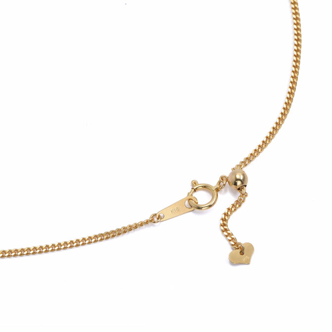 K18 喜平ネックレス 2面シングル 1.6mm幅 45cm フリーアジャスター ハートエンド