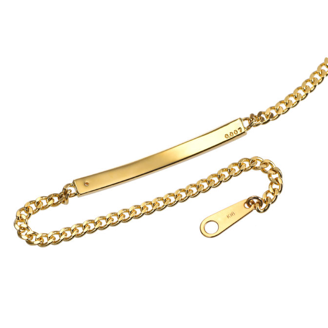 K18 プレート 喜平ブレスレット 2面シングル 18cm 引輪