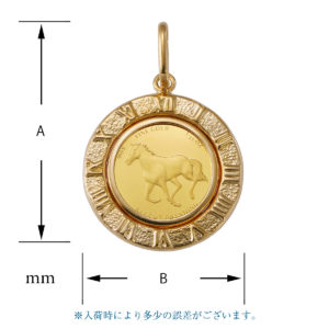 K24 純金 コインペンダント パンプホース ホースシュー デザインフレーム No.5