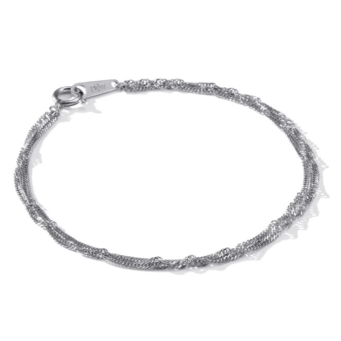 Pt999 純プラチナ スクリュー 2連ブレスレット 17cm