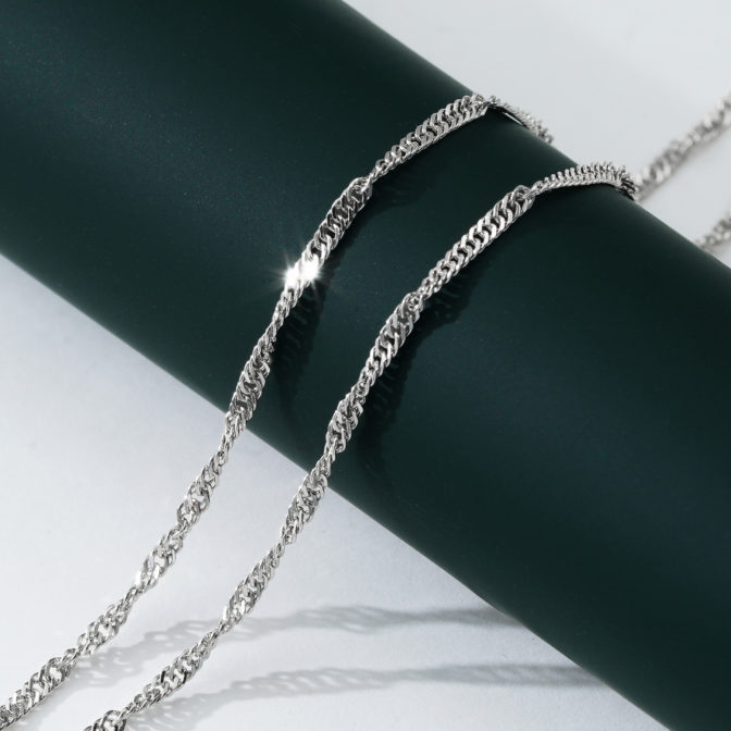 Pt999 純プラチナ スクリュー 2連ブレスレット 17cm