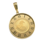 K24 純金 コインペンダント ツバルホース 1/25oz ガラス時計 ゴールド & グリッター