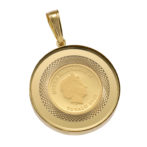 K24 純金 コインペンダント ツバルホース 1/25oz ガラス時計 ゴールド & グリッター