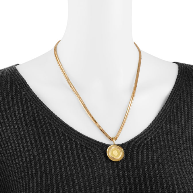 K24 純金 コインペンダント ツバルホース 1/25oz ガラス時計 ゴールド & グリッター