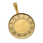 K24 純金 コインペンダント ウルフ & コンドル 1/25oz ガラス時計 ゴールド