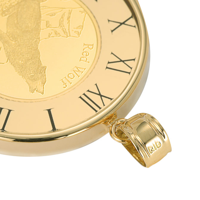 K24 純金 コインペンダント ウルフ & コンドル 1/25oz ガラス時計 ゴールド