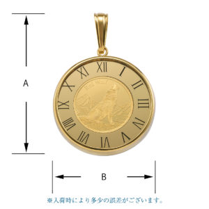 K24 純金 コインペンダント ウルフ & コンドル 1/25oz ガラス時計 ゴールド