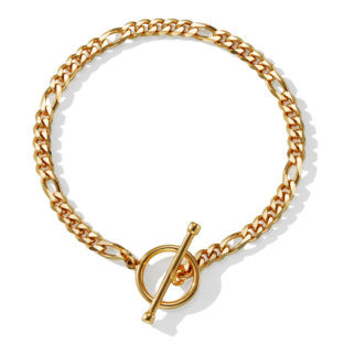 K18 18金 6面カット OT フィガロチェーン ブレスレット 3.4mm幅 16.5cm