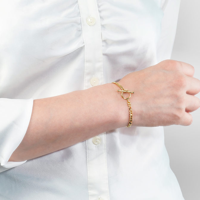 K18 18金 OT フィガロブレスレット 6面カット 3.4mm幅 16cm