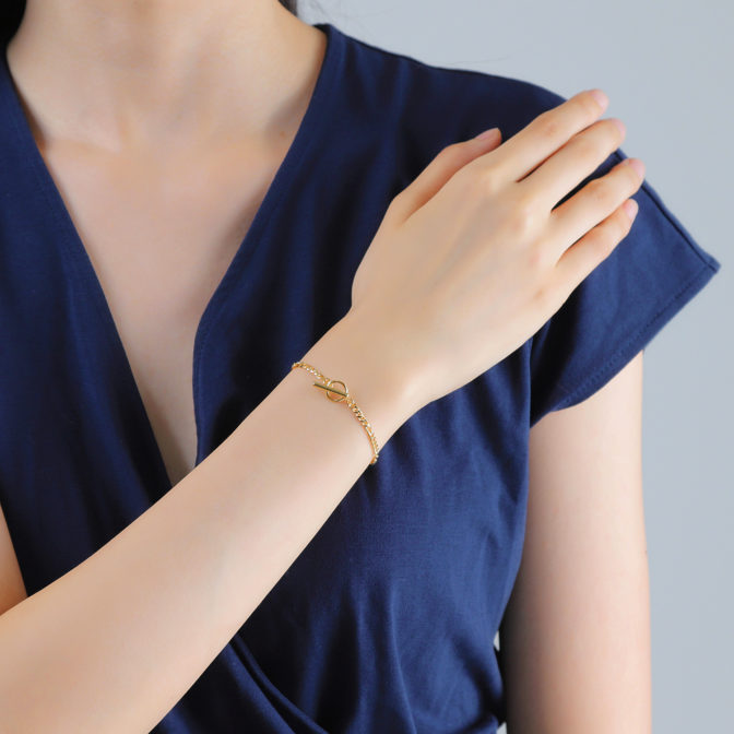 K18 18金 OT フィガロブレスレット 6面カット 2.7mm幅 17cm