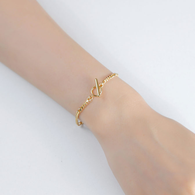 K18 18金 OT フィガロブレスレット 6面カット 2.7mm幅 17cm