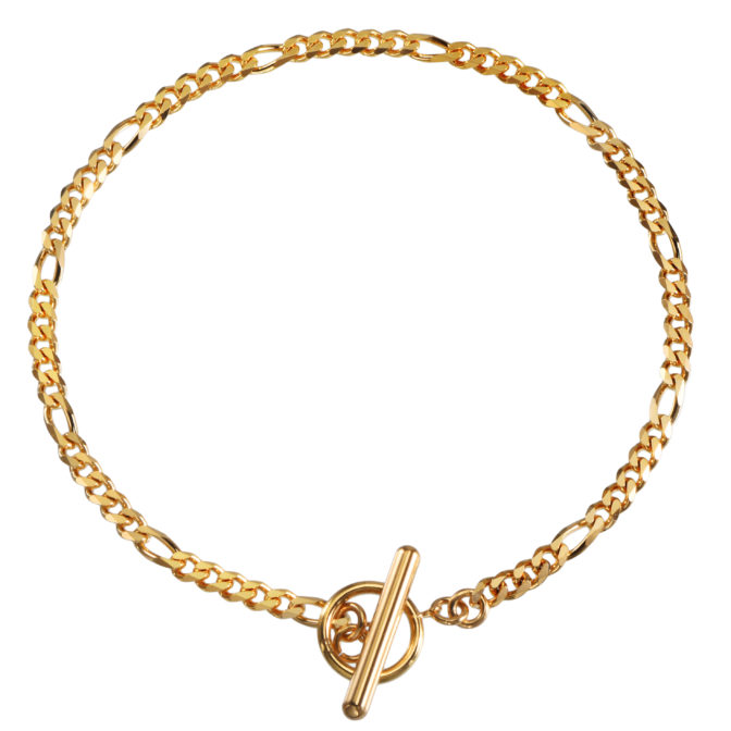 K18 18金 6面カット OT フィガロチェーン ブレスレット 2.7mm幅 18cm