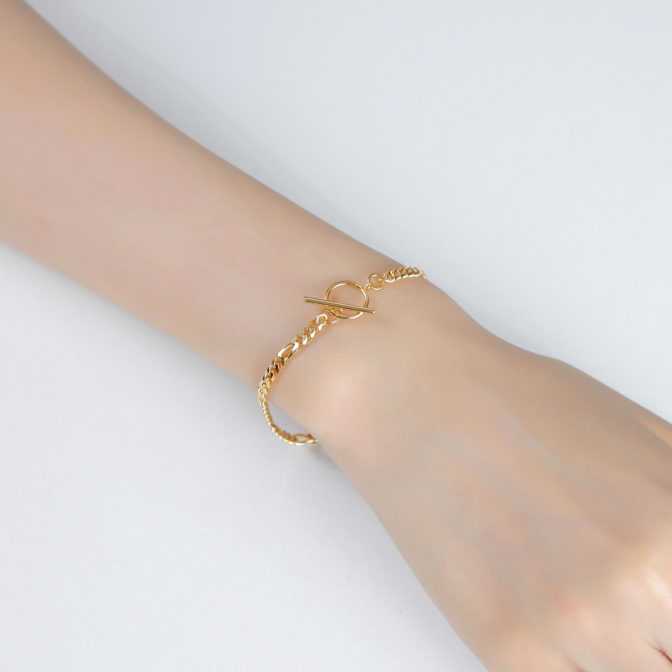 K18 18金 OT フィガロブレスレット 6面カット 3.5mm幅 18cm