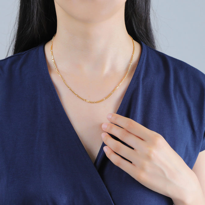 K18 18金 OT フィガロネックレス 6面カット 2.7mm幅 45cm