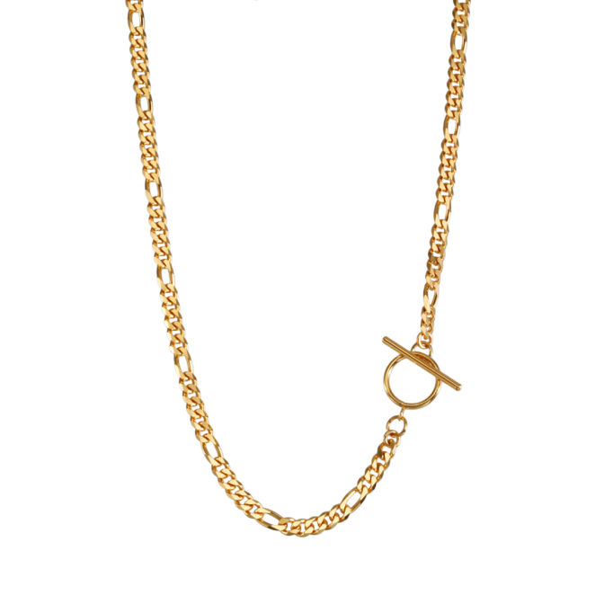 K18 18金 6面カット OT フィガロチェーン ネックレス 3.5mm幅 45cm