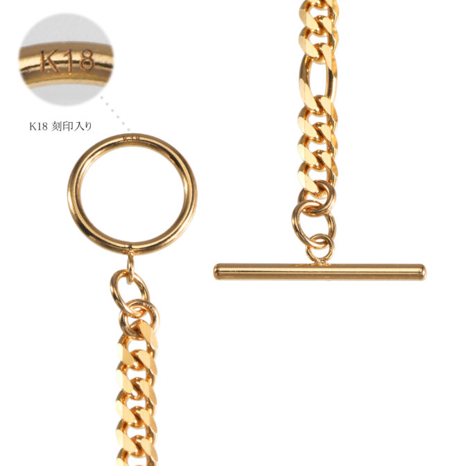 K18 18金 OT フィガロネックレス 6面カット 3.5mm幅 45cm