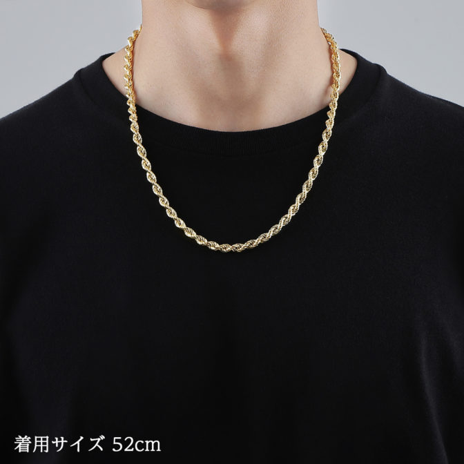 K18 18金 ロープネックレス 52cm 5.4mm幅