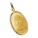 K24 純金 コイン インゴット ペンダント マリア 2.5g オーバル シンプルフレーム
