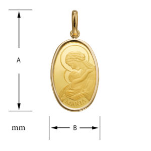 K24 純金 コイン インゴット ペンダント マリア 2.5g オーバル シンプルフレーム