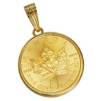 K24 純金 コインペンダント メイプルリーフ 1/2oz シンプルフレーム