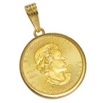 K24 純金 コインペンダント メイプルリーフ 1/2oz シンプルフレーム