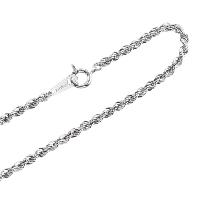 K18WG 18金 ホワイトゴールド ブレスレト 2.1mm幅