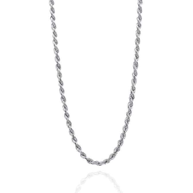 K18WG 18金 ホワイトゴールド ロープ ネックレス 2.1mm幅 38cm～ 80cm 引輪 選べるサイズ