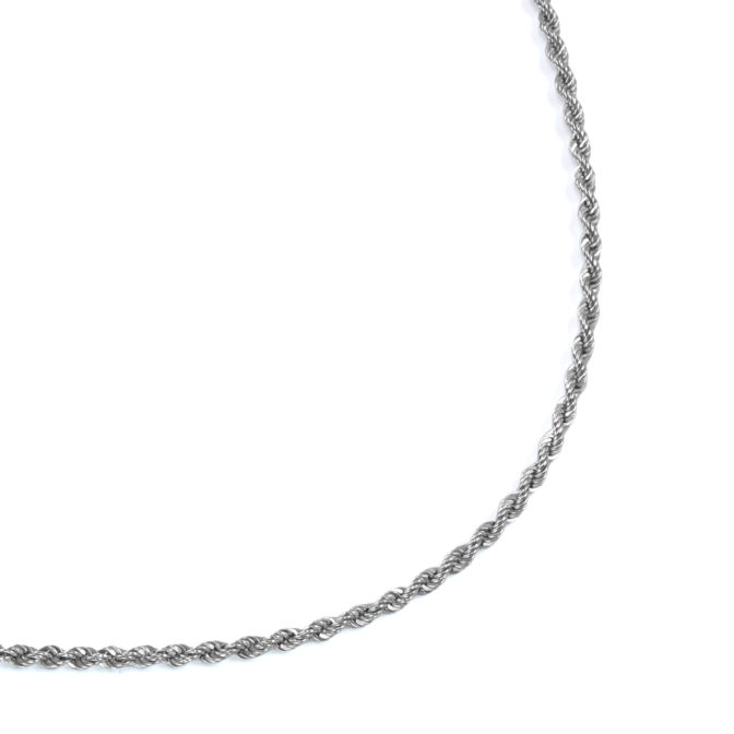 K18WG 18金 ホワイトゴールド ロープネックレス 2.1mm幅 選べる長さ