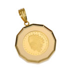 K24 純金 コインペンダント インディアン イーグル 1/25oz 12角ガラス ゴールド