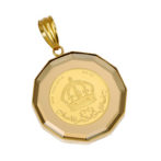 K24 純金 コインペンダント クラウン 獅子1/25oz 12角ガラス ゴールド