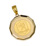 K24 純金 コインペンダント クラウン 獅子1/25oz 12角ガラス ゴールド