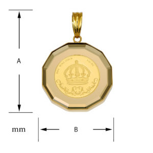 K24 純金 コインペンダント クラウン 1/25oz 12角ガラス ゴールド
