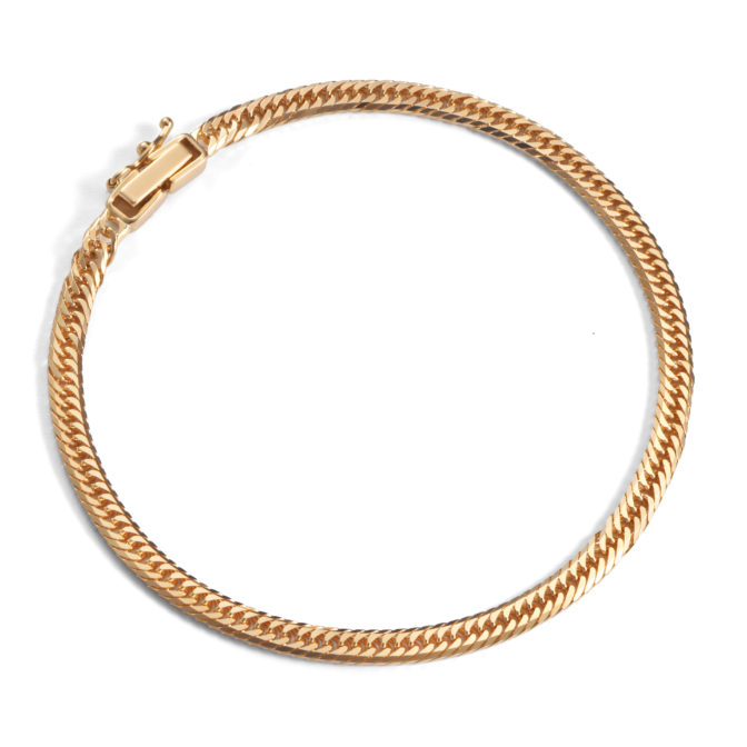 K18 18金 喜平ブレスレット 8面トリプル フラットカット 4.7g 17cm 3.2mm幅 中折れ