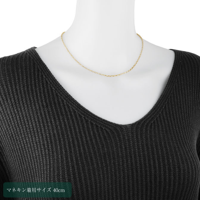 K18 18金 スクエア アズキ ネックレス 2mm幅 40cm