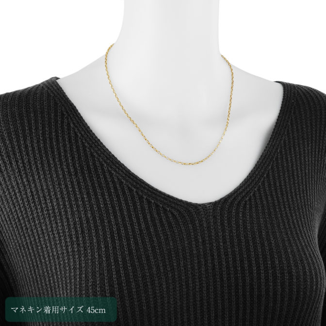 K18 18金 スクエア アズキ ネックレス 2mm幅 45cm