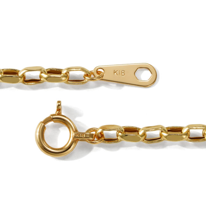 K18 18金 スクエア アズキ ネックレス 2mm幅